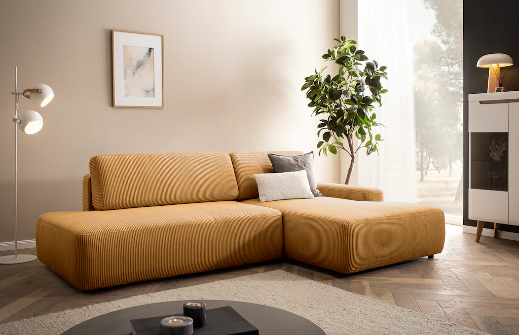INOSIGN Ecksofa "TORGE, Schlafsofa Cord, Samtvelours u. Strukur fein, Couch günstig online kaufen