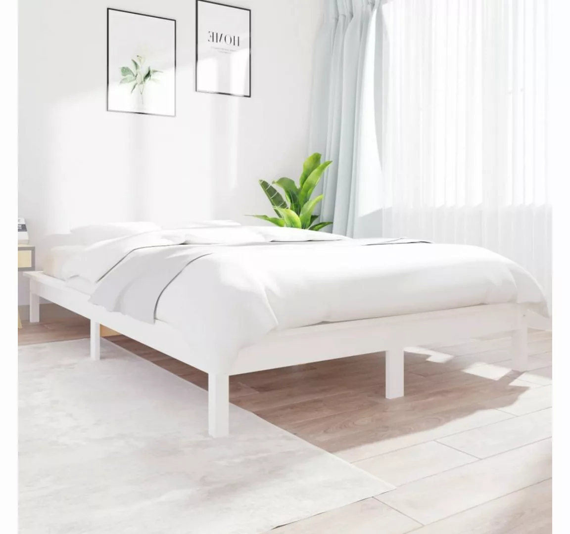 furnicato Bett Massivholzbett Weiß 120x190 cm Kiefer günstig online kaufen