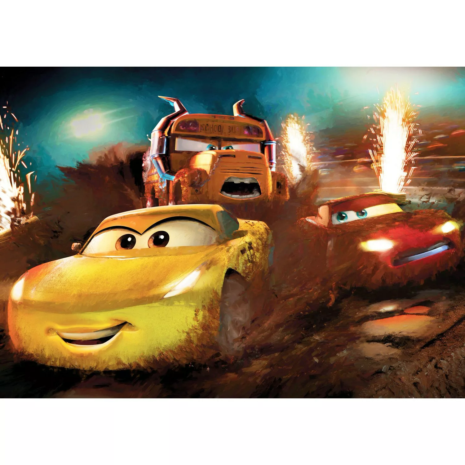 Disney Fototapete Cars Gelb Rot und Blau 350 x 250 cm 612108 günstig online kaufen