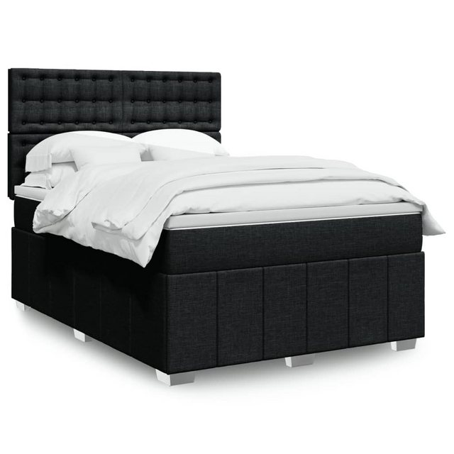 vidaXL Boxspringbett, Boxspringbett mit Matratze Schwarz 140x200 cm Stoff günstig online kaufen