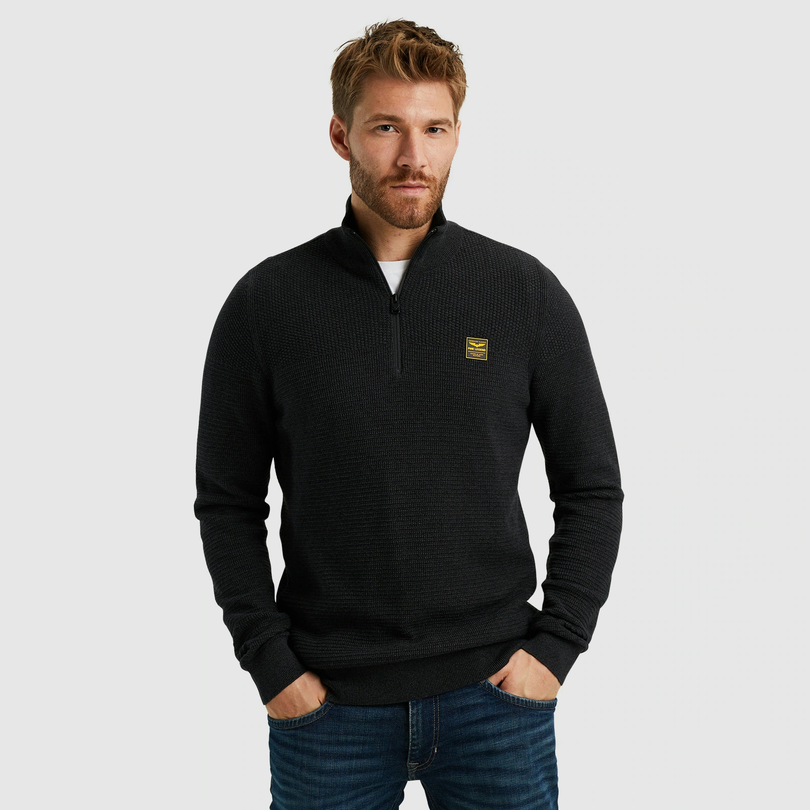 PME LEGEND Troyer "Half zip collar cotton mouline", mit Logostickerei günstig online kaufen