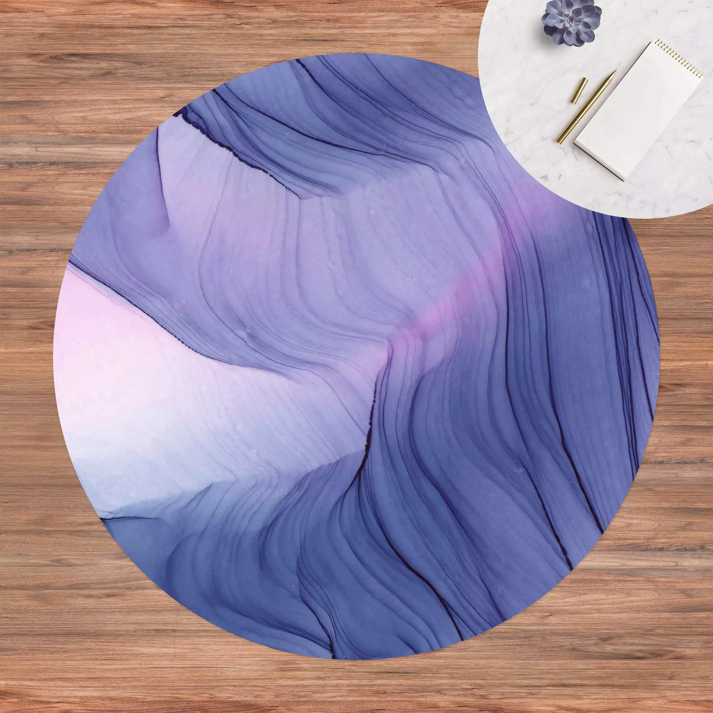 Runder Vinyl-Teppich Meliertes Violett günstig online kaufen