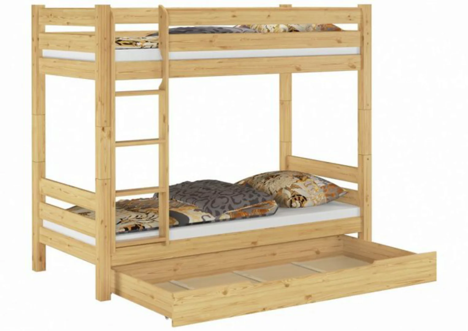 ERST-HOLZ Etagenbett Stockbett teilbar 90x200 Kiefer mit Rollrost und Bettk günstig online kaufen