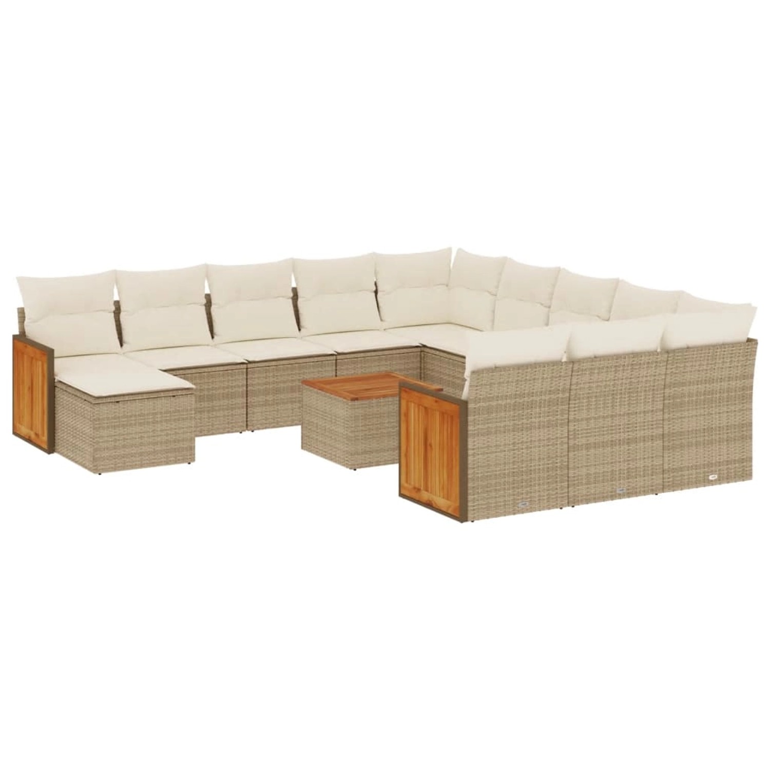 vidaXL 13-Tlg Garten-Sofagarnitur mit Kissen Beige Poly Rattan 3228270 günstig online kaufen