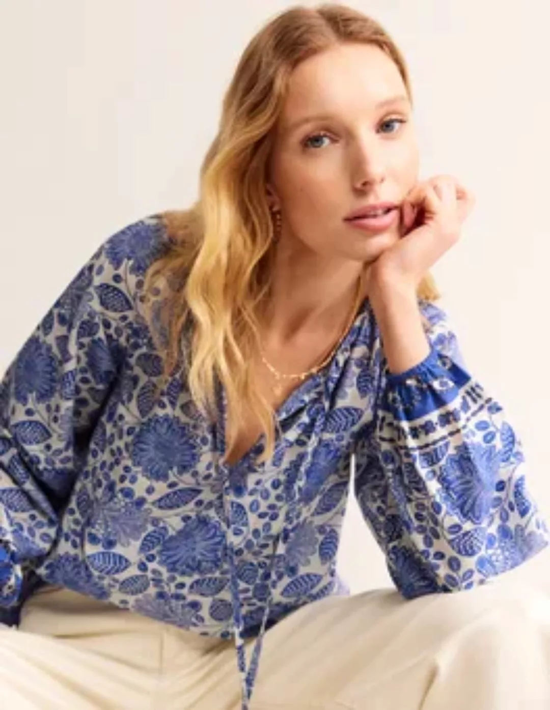 Serena Bluse aus Baumwolle Damen Boden, Naturweiß, Gardenia Swirl günstig online kaufen