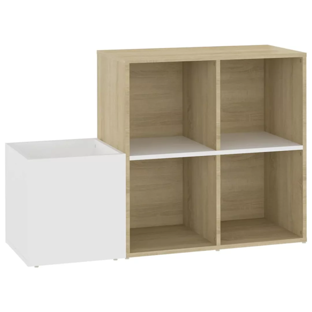 Flur-schuhschrank Weiß Sonoma Eiche 105x35,5x70 Cm Spanplatte günstig online kaufen