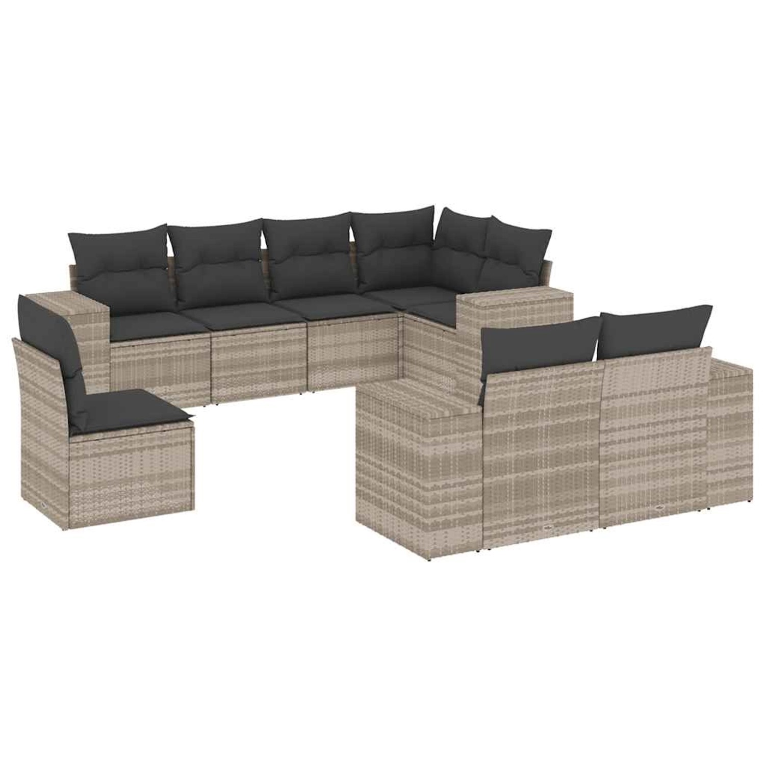 vidaXL 8-Tlg Garten-Sofagarnitur mit Kissen Hellgrau Poly Rattan 3255179 günstig online kaufen