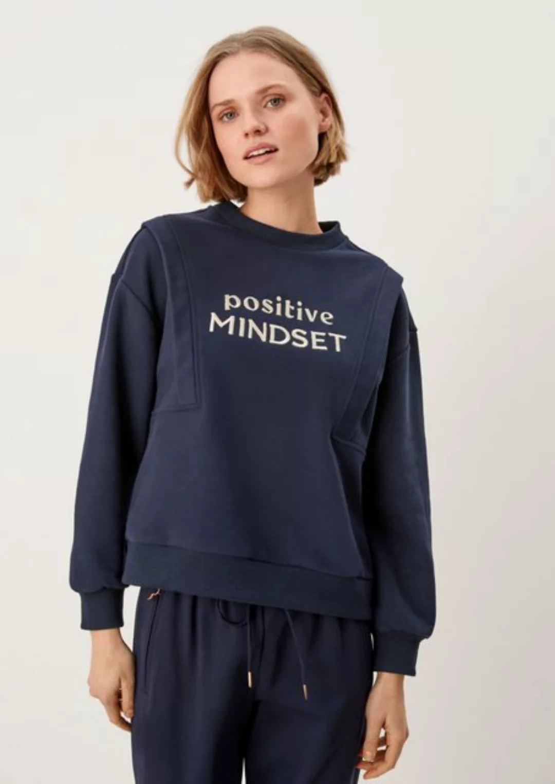 s.Oliver Sweatshirt Softer Sweater mit Wording Stickerei, Blende günstig online kaufen