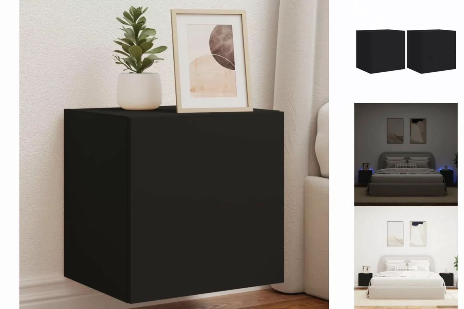 vidaXL Hängeschrank Wandschränke mit LED-Leuchten 2 Stk Schwarz 40,5x35x40 günstig online kaufen