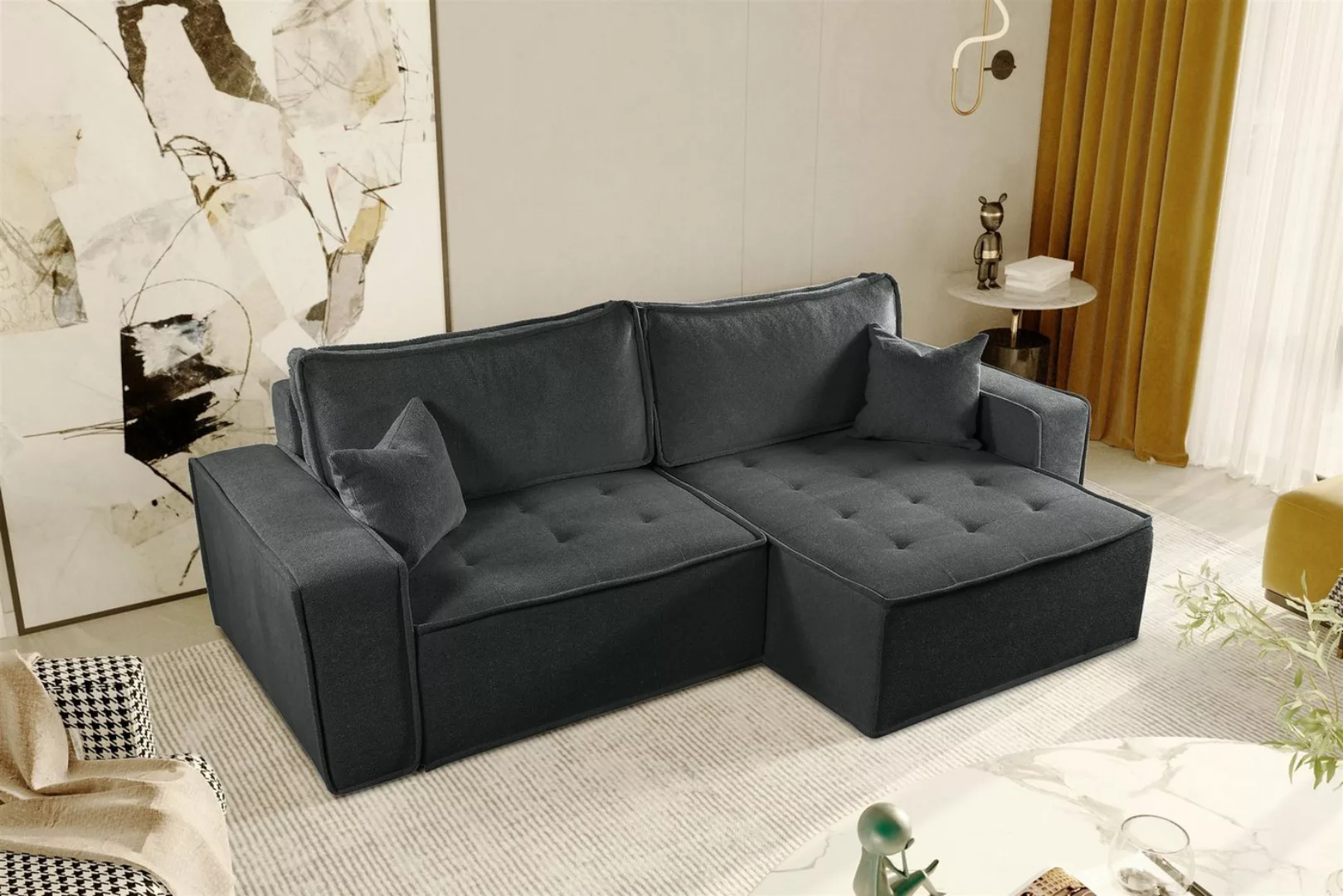 Fun Möbel Ecksofa Schlafsofa FLOSI Stoff Raven, inkl. Schlaffunktion, inkl. günstig online kaufen