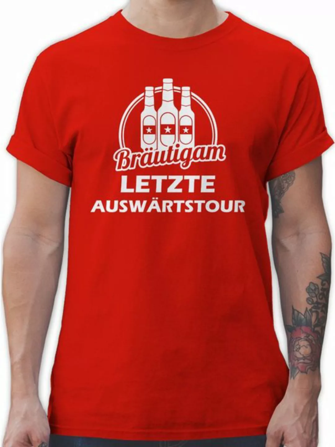Shirtracer T-Shirt Letzte Auswärtstour Bräutigam Bier JGA Männer günstig online kaufen