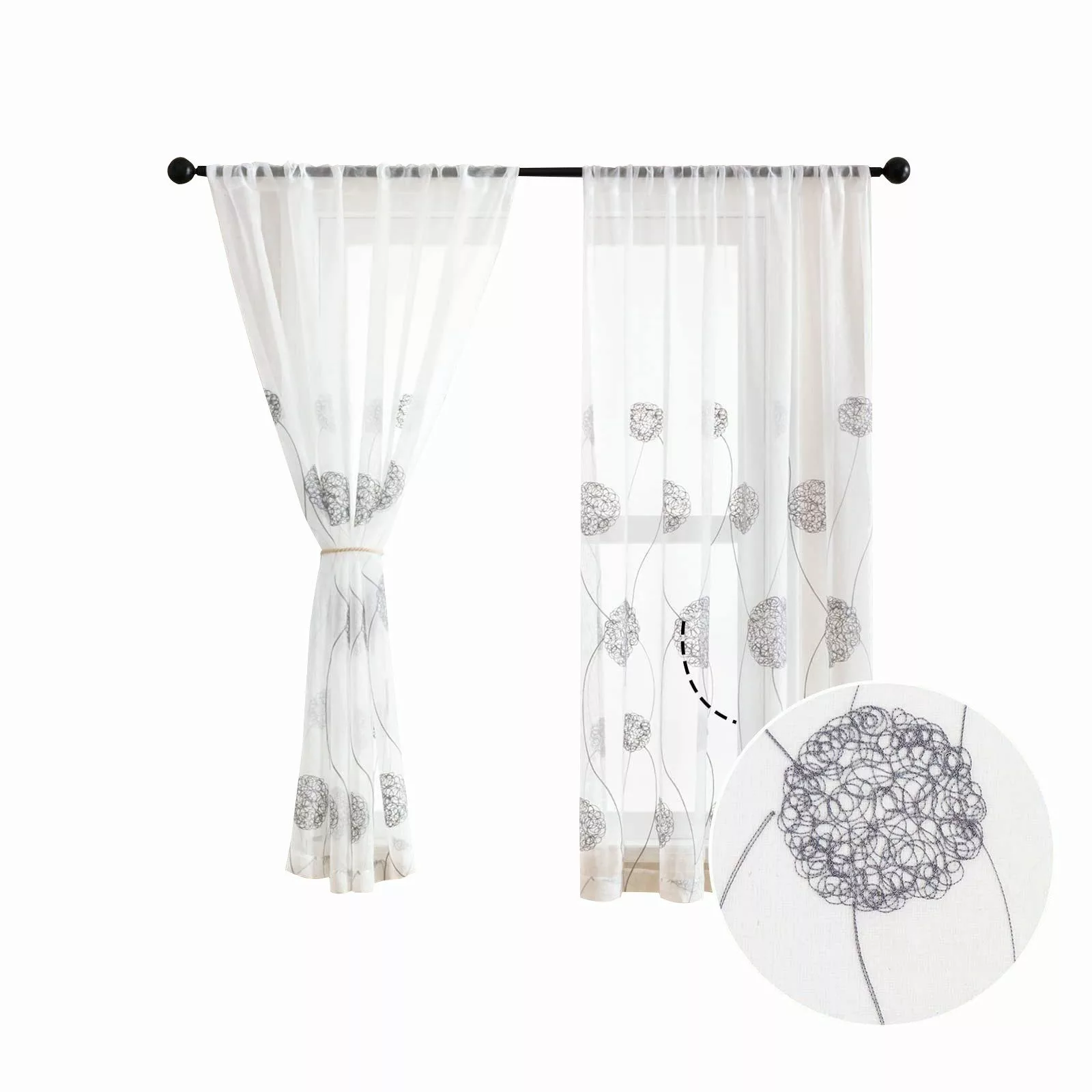 BYSURE Gardine, Stangendurchzug (2 St), transparent, günstig online kaufen