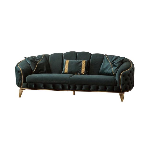 Xlmoebel Sofa Neuzeitliches Chesterfield Grün Sofa mit 3 Sitzplätzen und Te günstig online kaufen