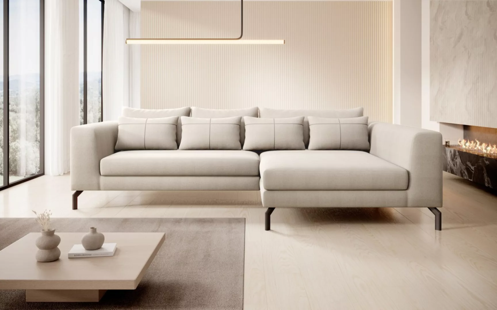 INOSIGN Ecksofa »Cross, mit softem Sitz, L-Form, wendbare Zierkissen, Breit günstig online kaufen
