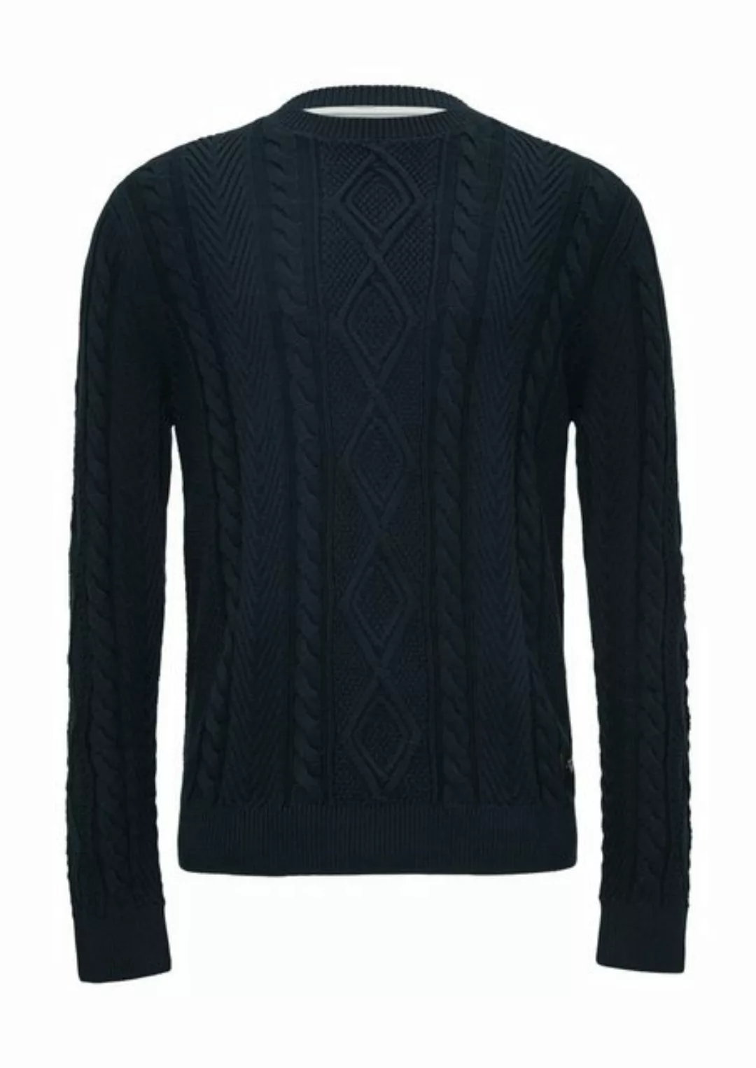 s.Oliver Strickpullover Strickpullover mit Zopfmuster Rippblende günstig online kaufen