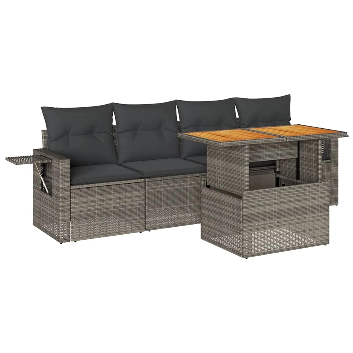 vidaXL 5-Tlg Garten-Sofagarnitur mit Kissen Grau Poly Rattan 3327098 günstig online kaufen