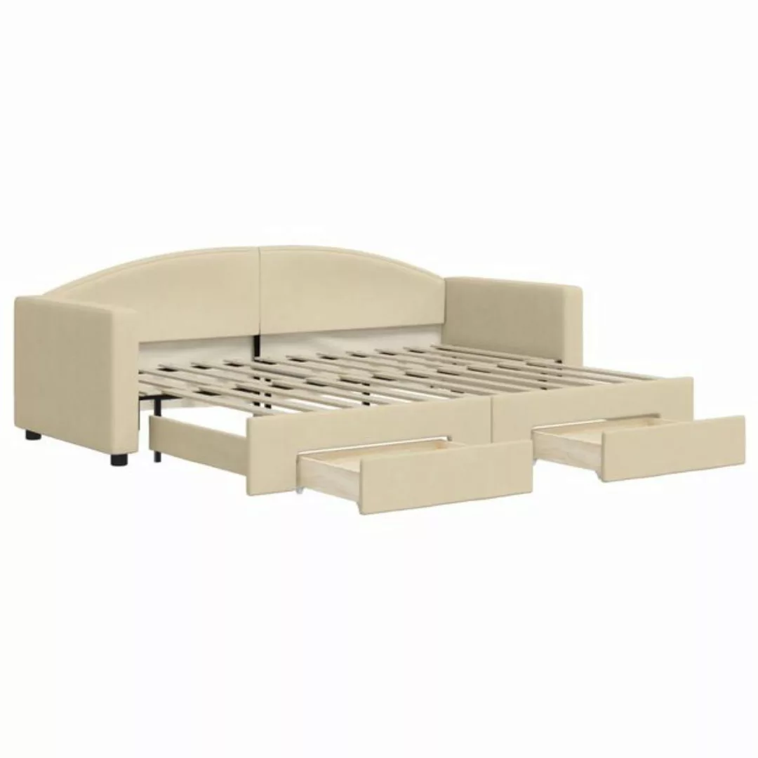 vidaXL Bett Tagesbett Ausziehbar mit Schubladen Creme 80x200 cm Stoff günstig online kaufen