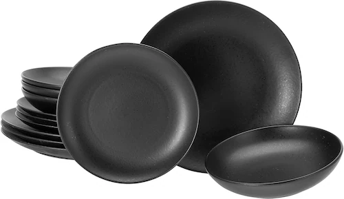 CreaTable Tafelservice »Magic Black Coupe«, (Set, 12 tlg.), matte Spezialgl günstig online kaufen