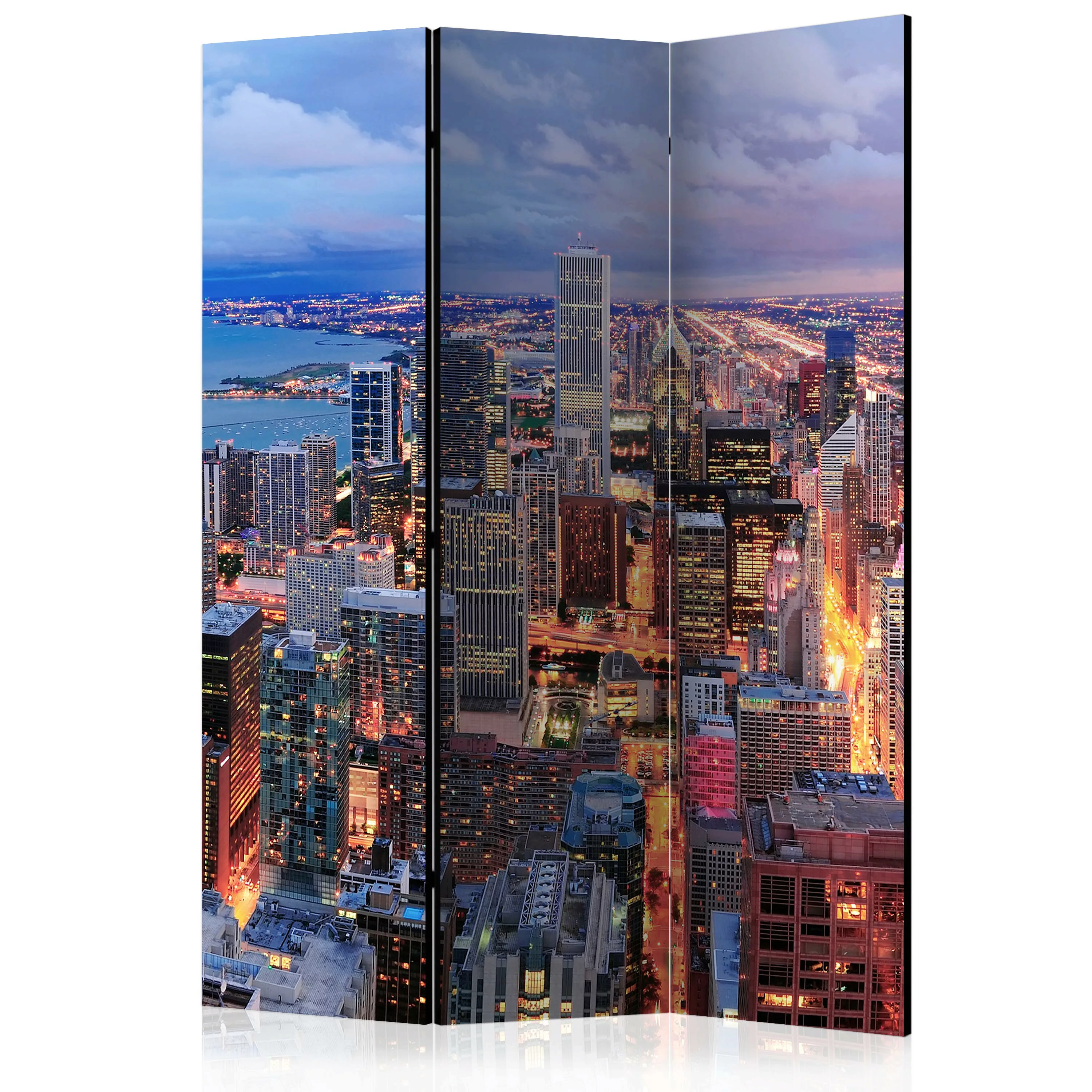 3-teiliges Paravent - Illuminated Chicago [room Dividers] günstig online kaufen