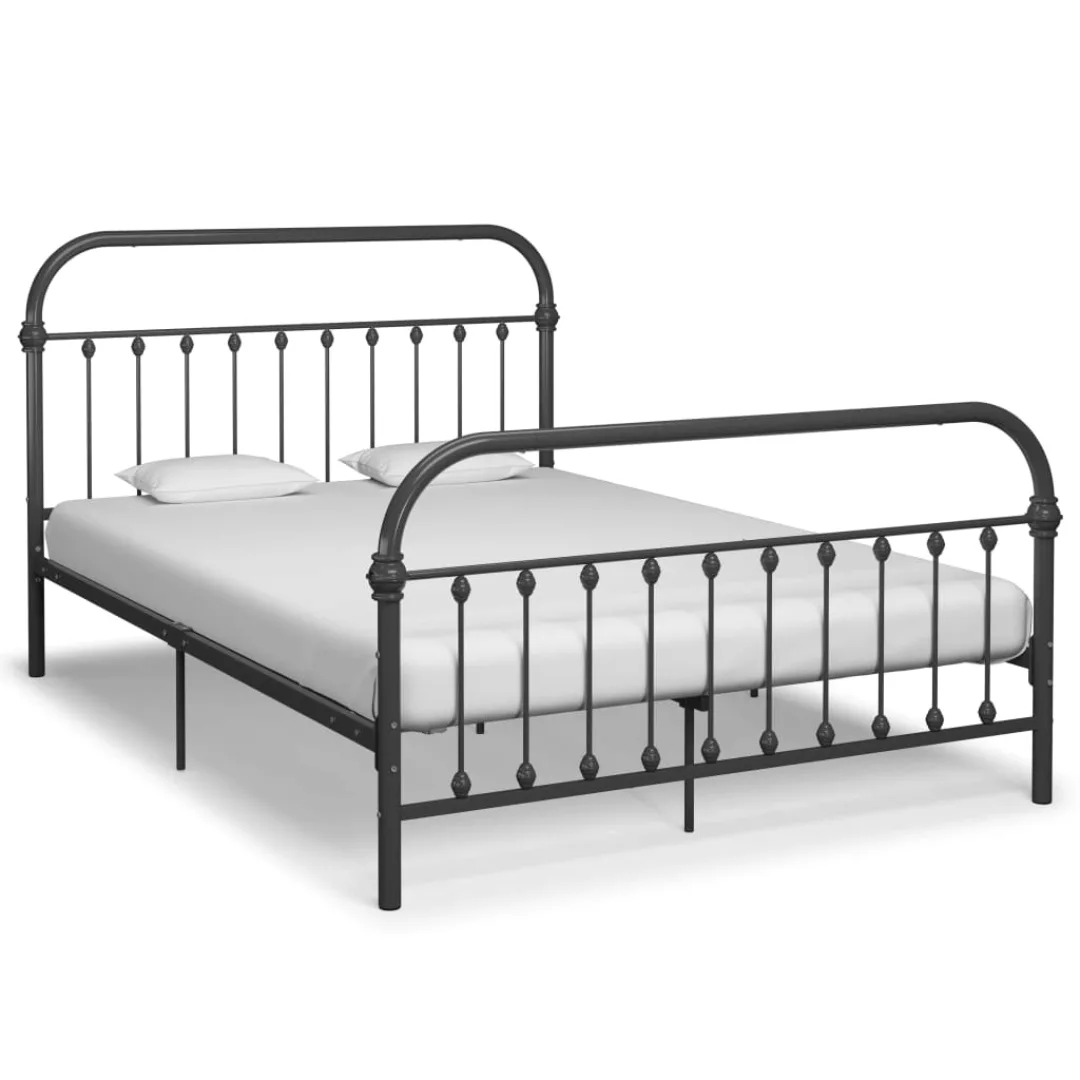 vidaXL Bettgestell Bettgestell Grau Metall 180200 cm Bett Bettrahmen Bettge günstig online kaufen