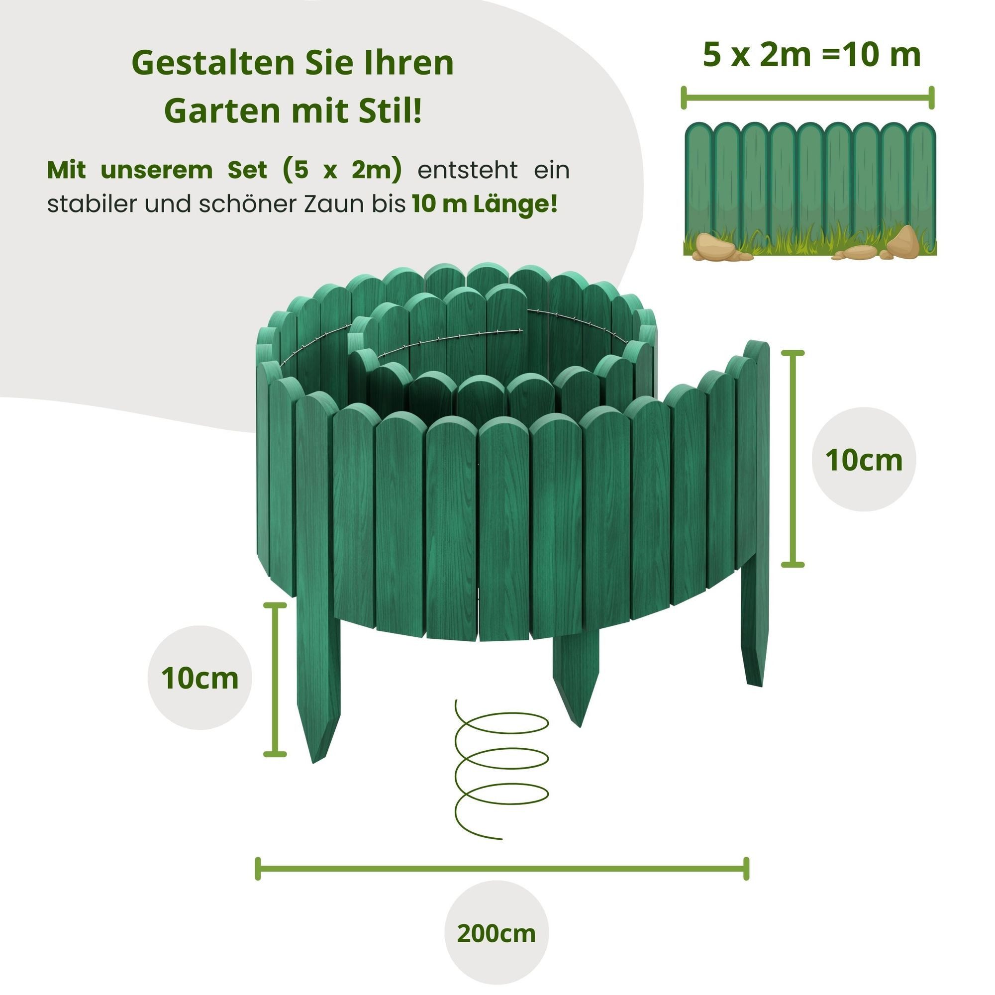 Floranica Palisade Beeteinfassung Beetumrandung Flexibler Holzzaun günstig online kaufen