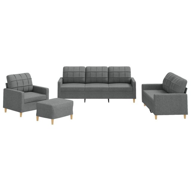 vidaXL Sofa Sofagarnitur mit Kissen Stoff, Standard + Hocker, Dunkelgrau günstig online kaufen