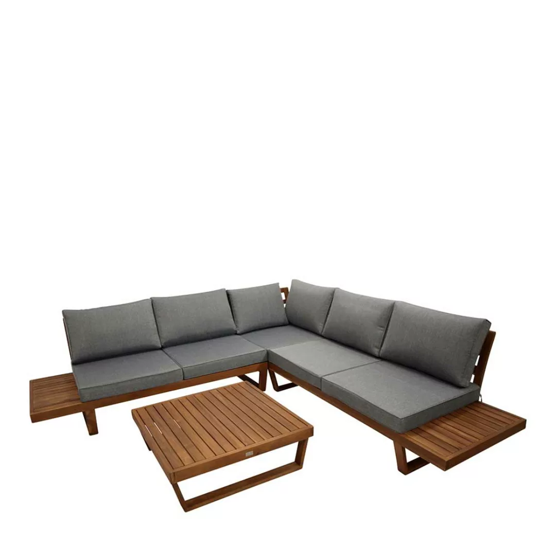Lounge Sitzgruppe Garten aus Akazie Massivholz Polsterauflagen (vierteilig) günstig online kaufen