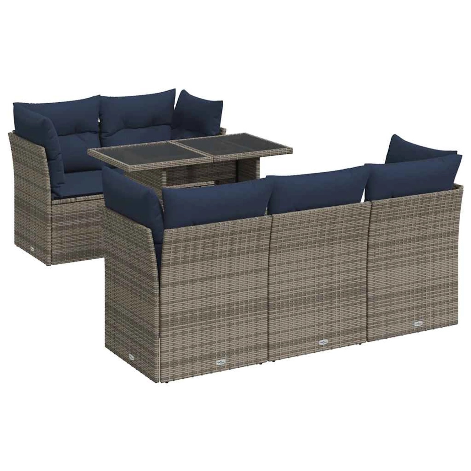 vidaXL 6-Tlg Garten-Sofagarnitur mit Kissen Grau Poly Rattan Akazie 3326102 günstig online kaufen