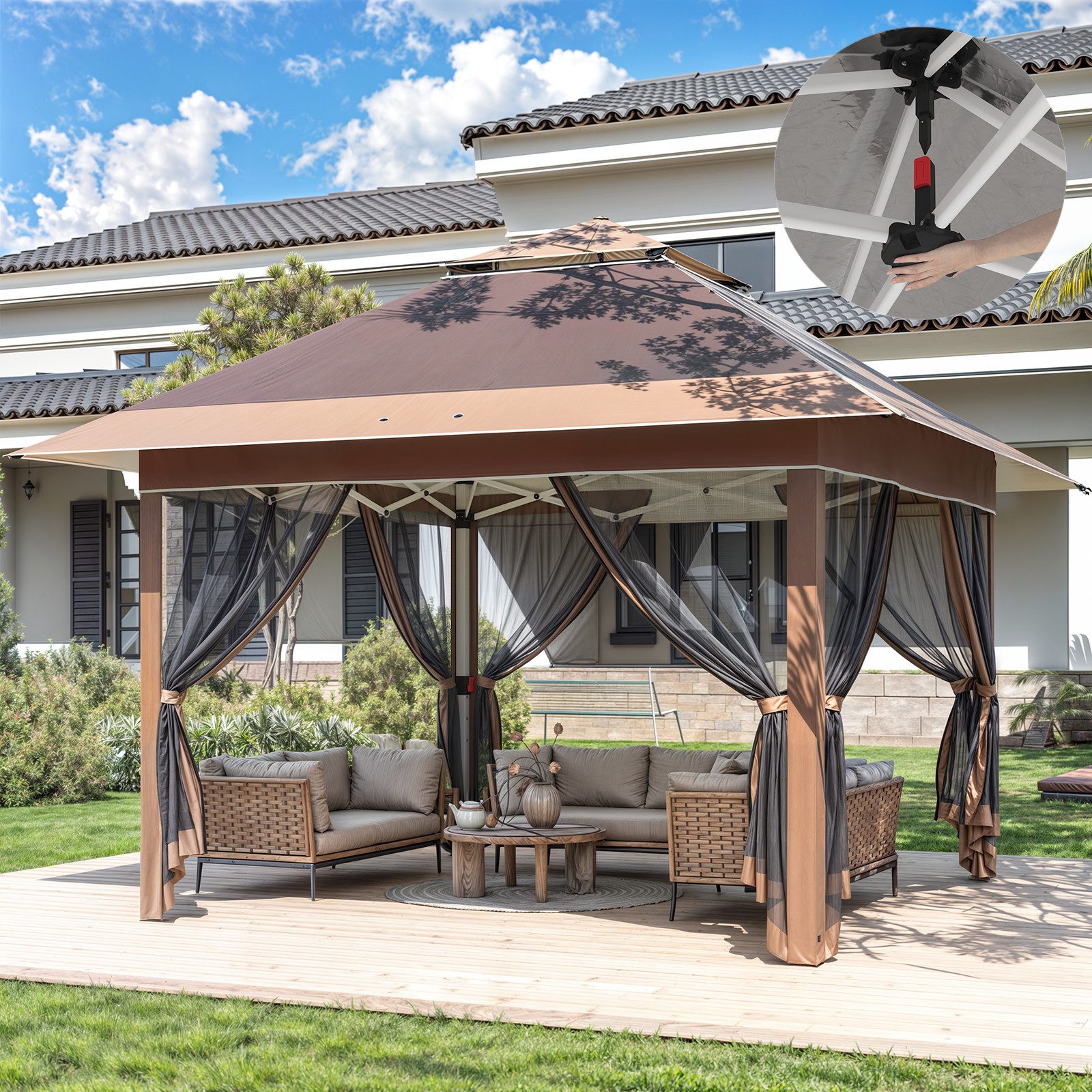 HOMALL Faltpavillon Gartenpavillon, faltbarer Pop-up-Pavillon mit günstig online kaufen