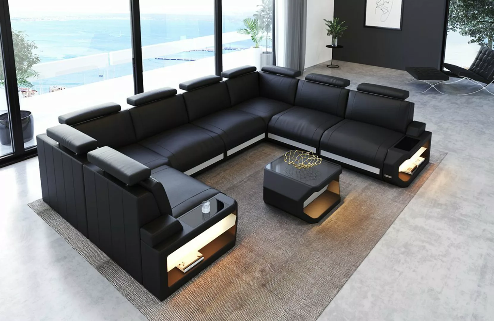 Sofa Dreams Wohnlandschaft Leder Couch Sofa Siena U Form Ledersofa, U-Form günstig online kaufen