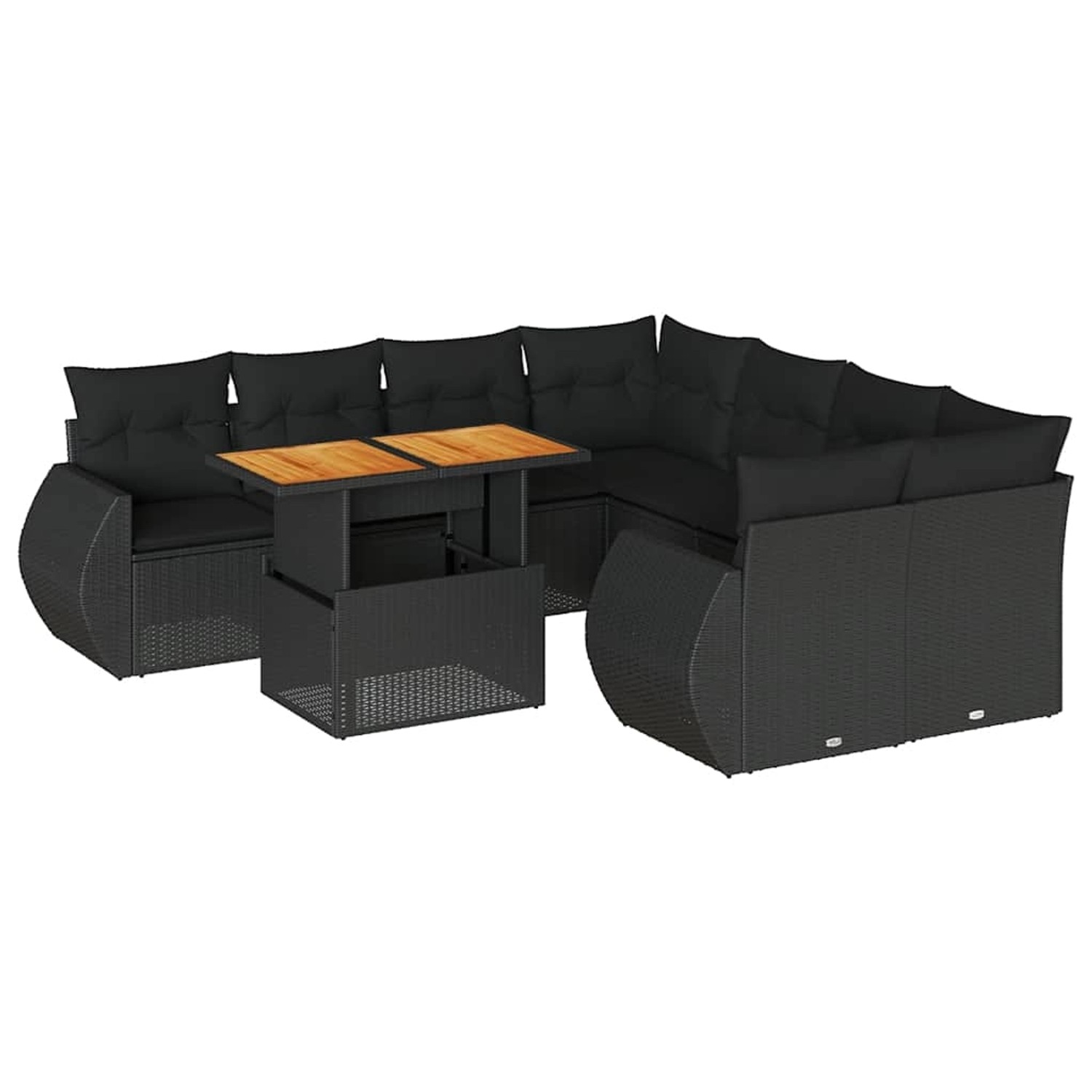 vidaXL 9-Tlg Garten-Sofagarnitur mit Kissen Schwarz Poly Rattan 3327240 günstig online kaufen
