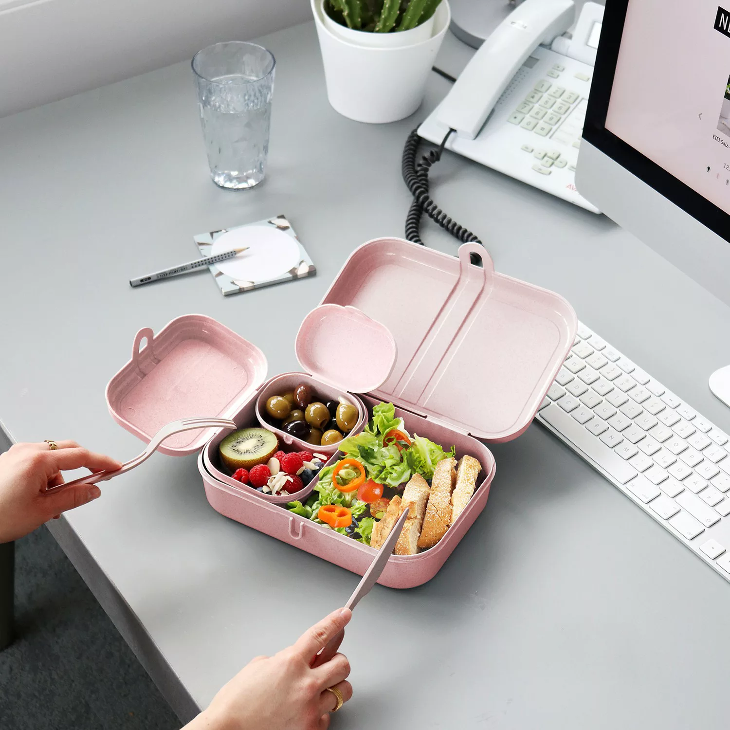 koziol PASCAL READY Lunchbox-Set + Besteck-Set, 4er-Set Lunchboxen blau günstig online kaufen