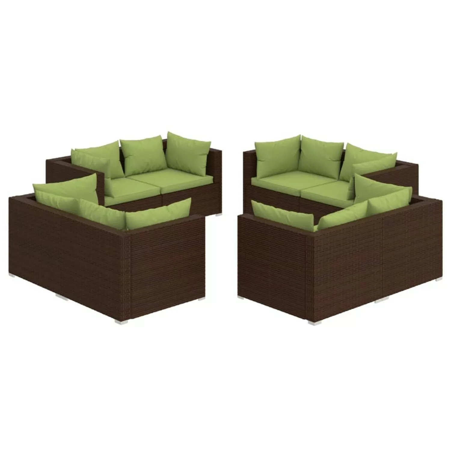 vidaXL 8-tlg Garten-Lounge-Set mit Kissen Poly Rattan Braun Modell 12 günstig online kaufen