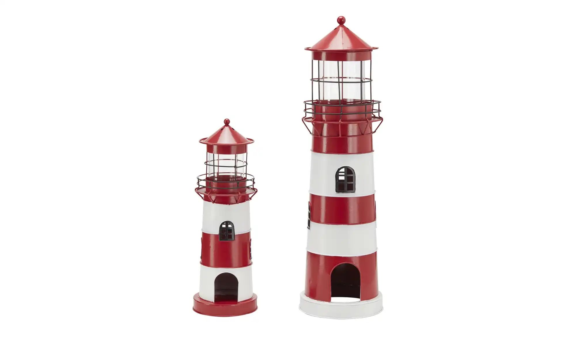 Teelichthalter Leuchtturm  2er Set   ¦ rot ¦ Eisen,Glas ¦ Maße (cm): H: 64 günstig online kaufen