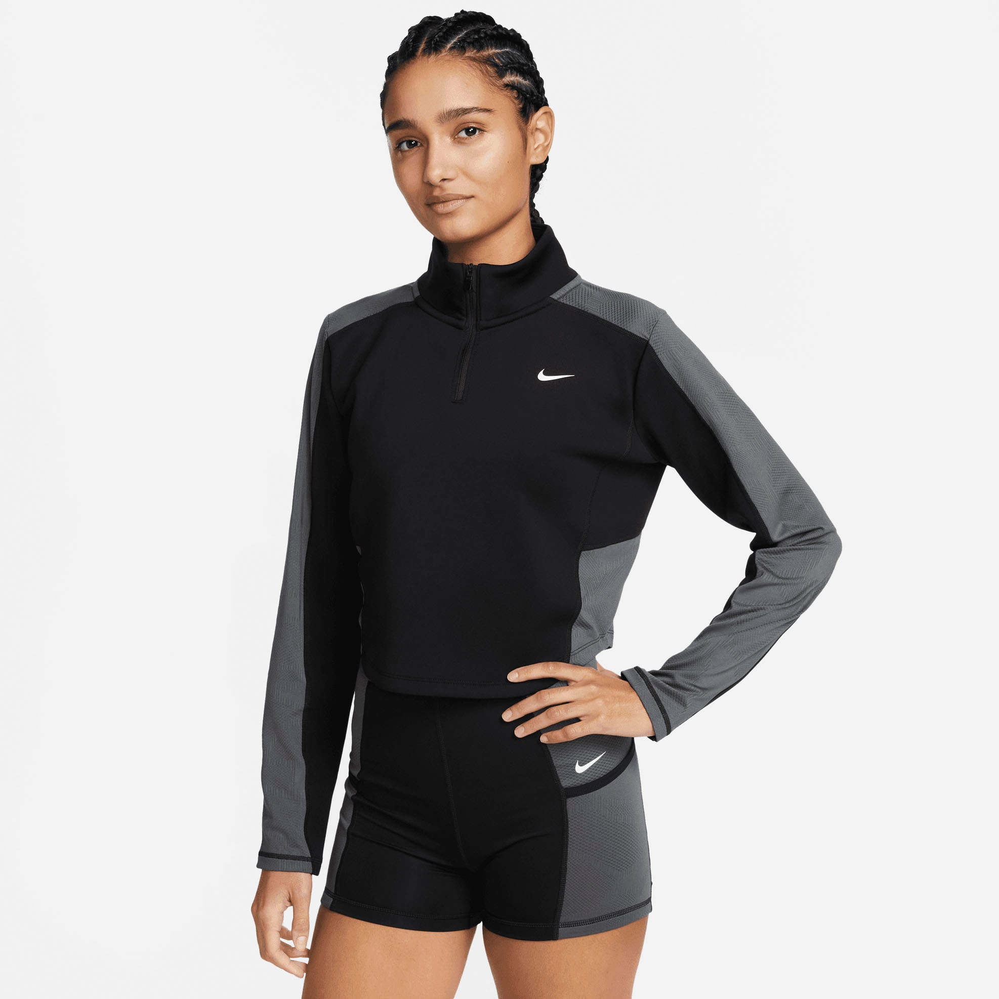 Nike Trainingsshirt "Dri-FIT Femme Womens Half-Zip Long Sleeve Cropped Top" günstig online kaufen