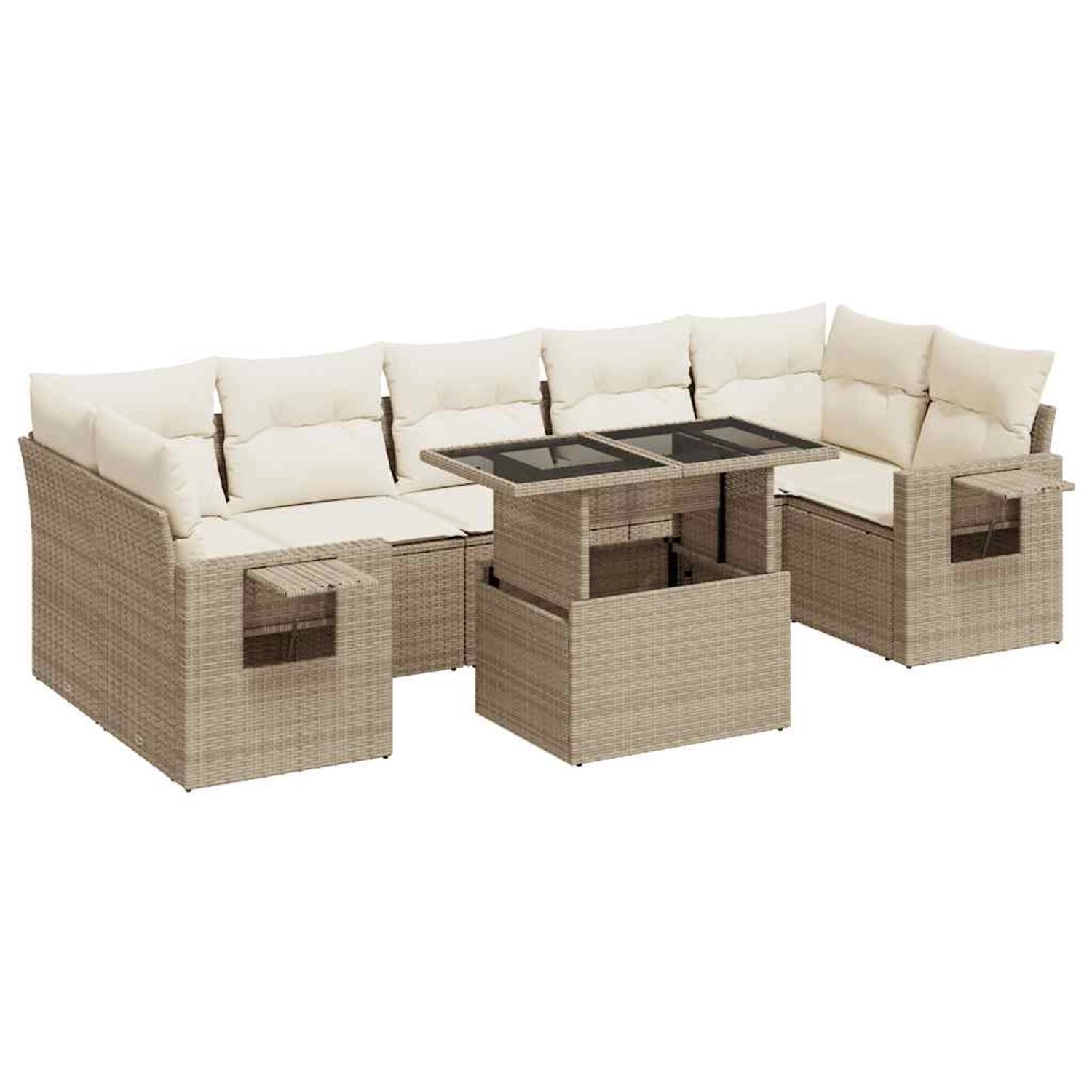 vidaXL 8-Tlg Garten-Sofagarnitur mit Kissen Beige Poly Rattan 3326439 günstig online kaufen