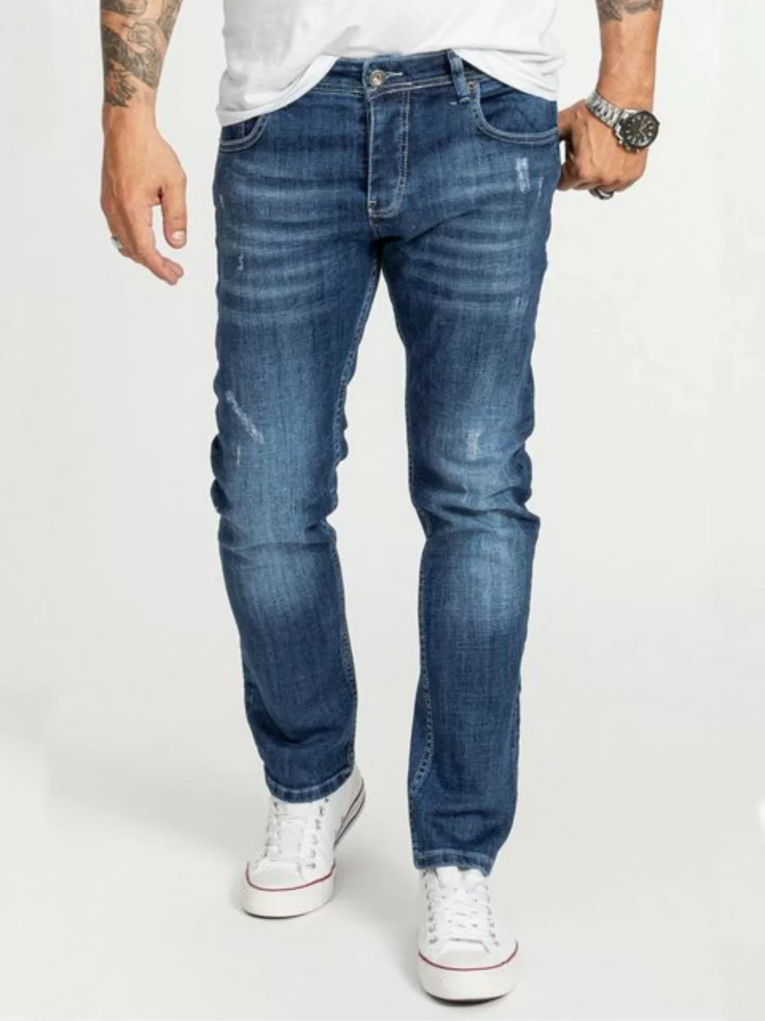 Rock Creek Regular-fit-Jeans Herren Jeans Stonewashed Blau RC-2410 günstig online kaufen