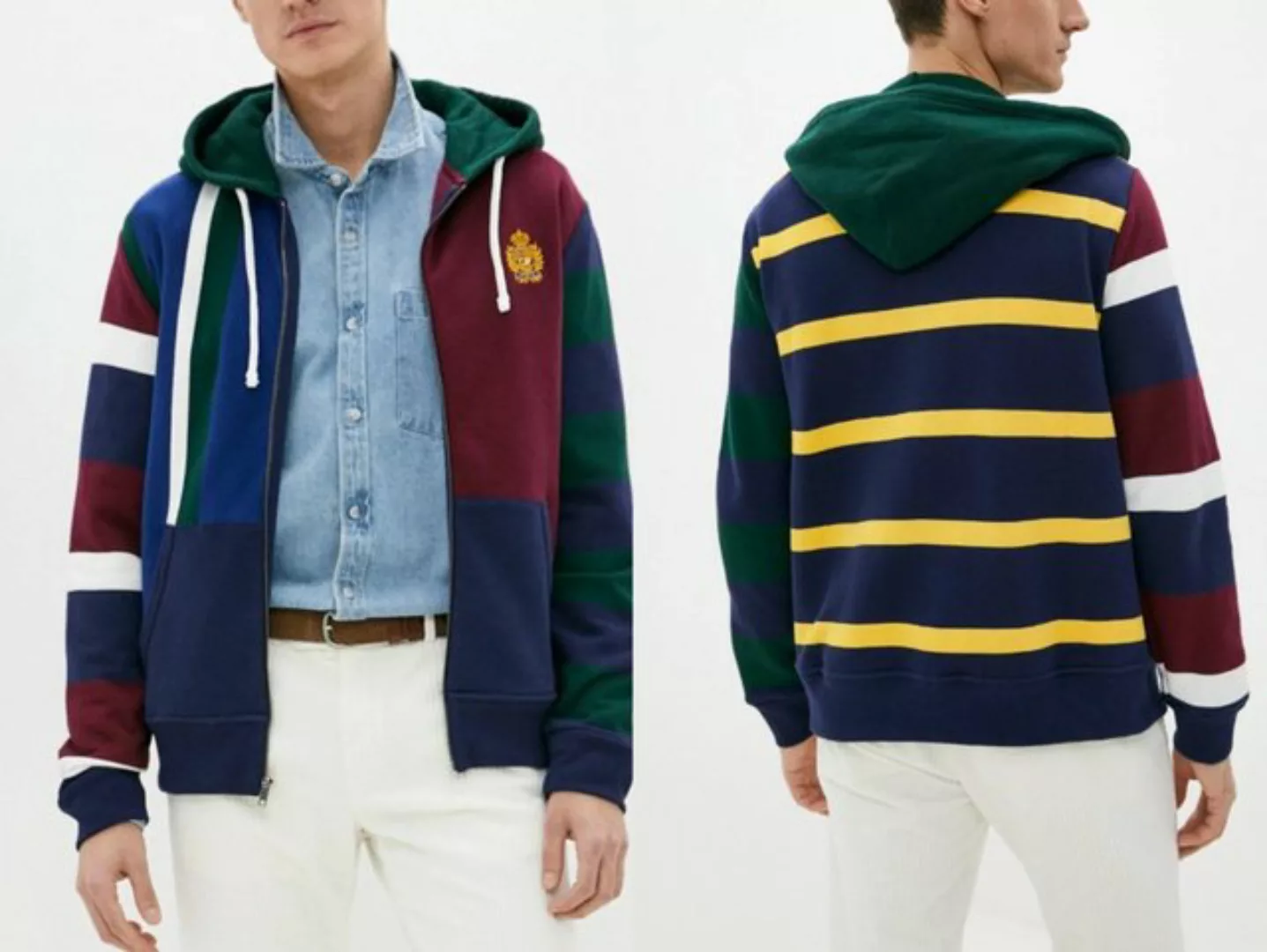 Ralph Lauren Sweatjacke POLO RALPH LAUREN PATCHWORK JACKET HOODIE SWEATER K günstig online kaufen