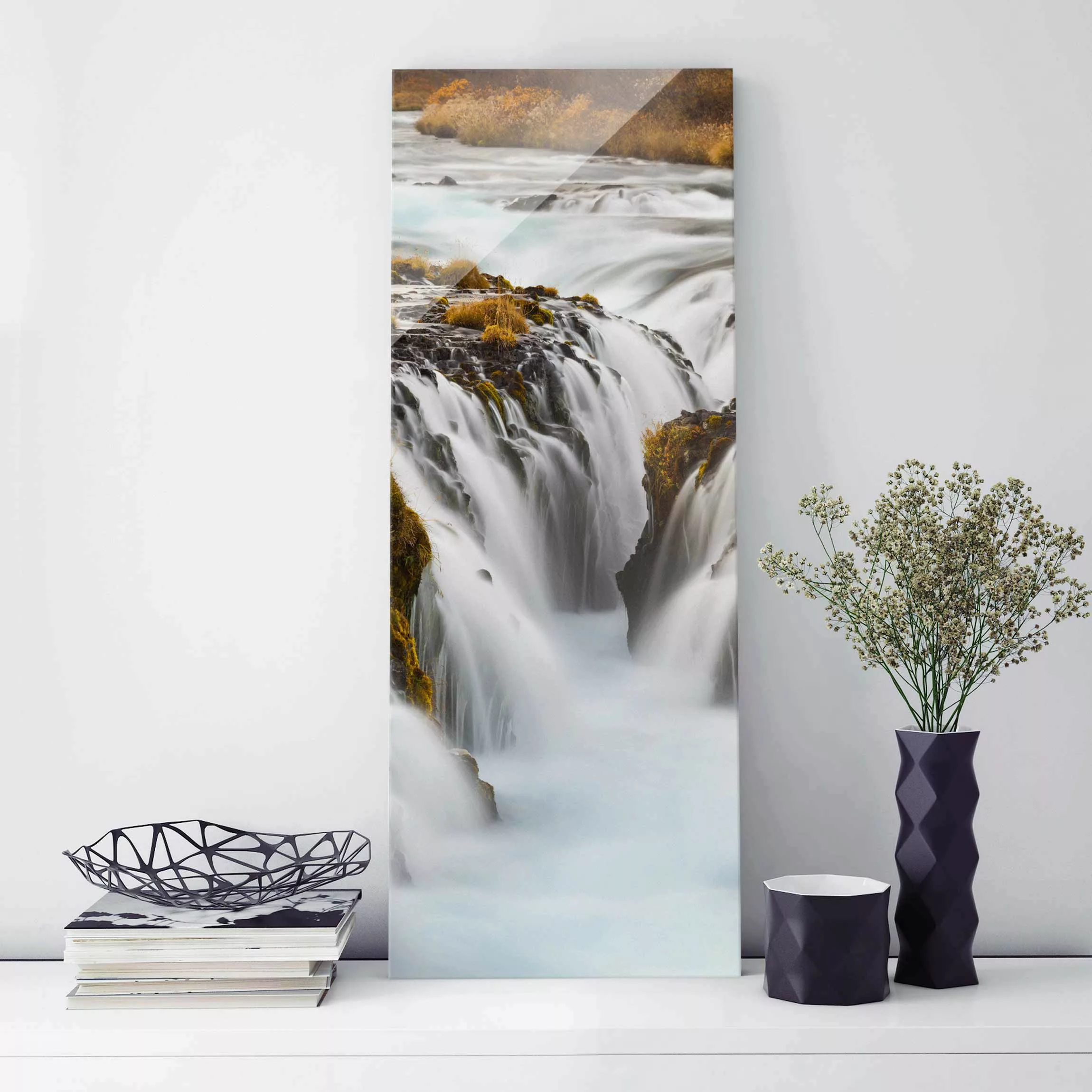 Glasbild Natur & Landschaft - Hochformat Brúarfoss Wasserfall in Island günstig online kaufen