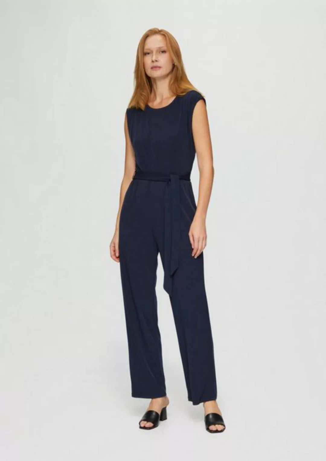 s.Oliver BLACK LABEL Overall Jersey-Jumpsuit mit Falte und Bindegürtel Bind günstig online kaufen