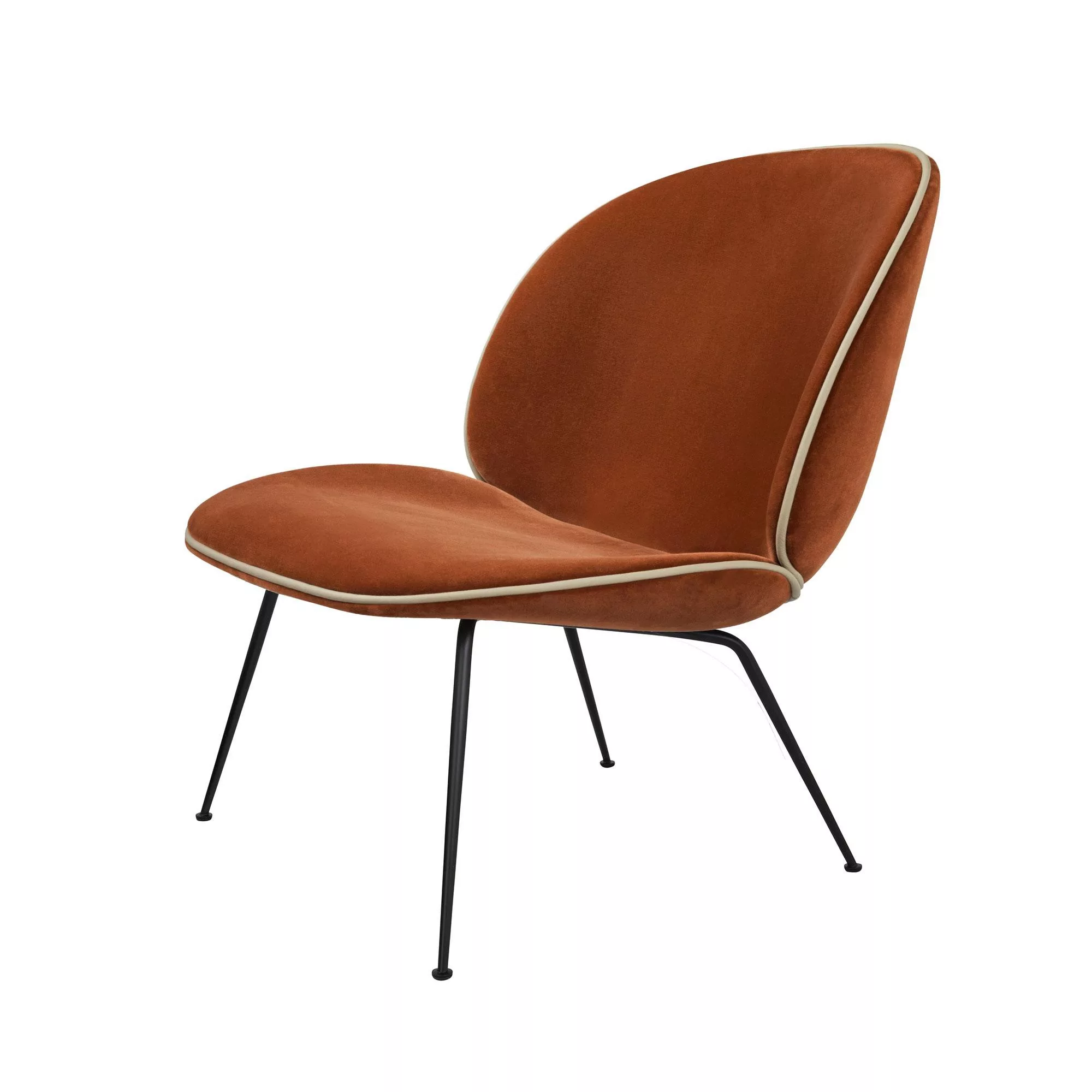 Gubi - Beetle Lounge Sessel mit Samt und Gestell Schwarz - rot-braun/Samt V günstig online kaufen