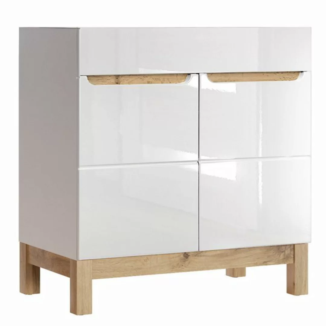 Lomadox Waschbeckenschrank SOLNA-56 Waschtischunterschrank 80 cm Hochglanz günstig online kaufen