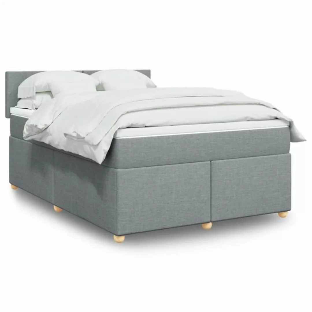 vidaXL Boxspringbett, Boxspringbett mit Matratze Hellgrau 160x200 cm Stoff günstig online kaufen