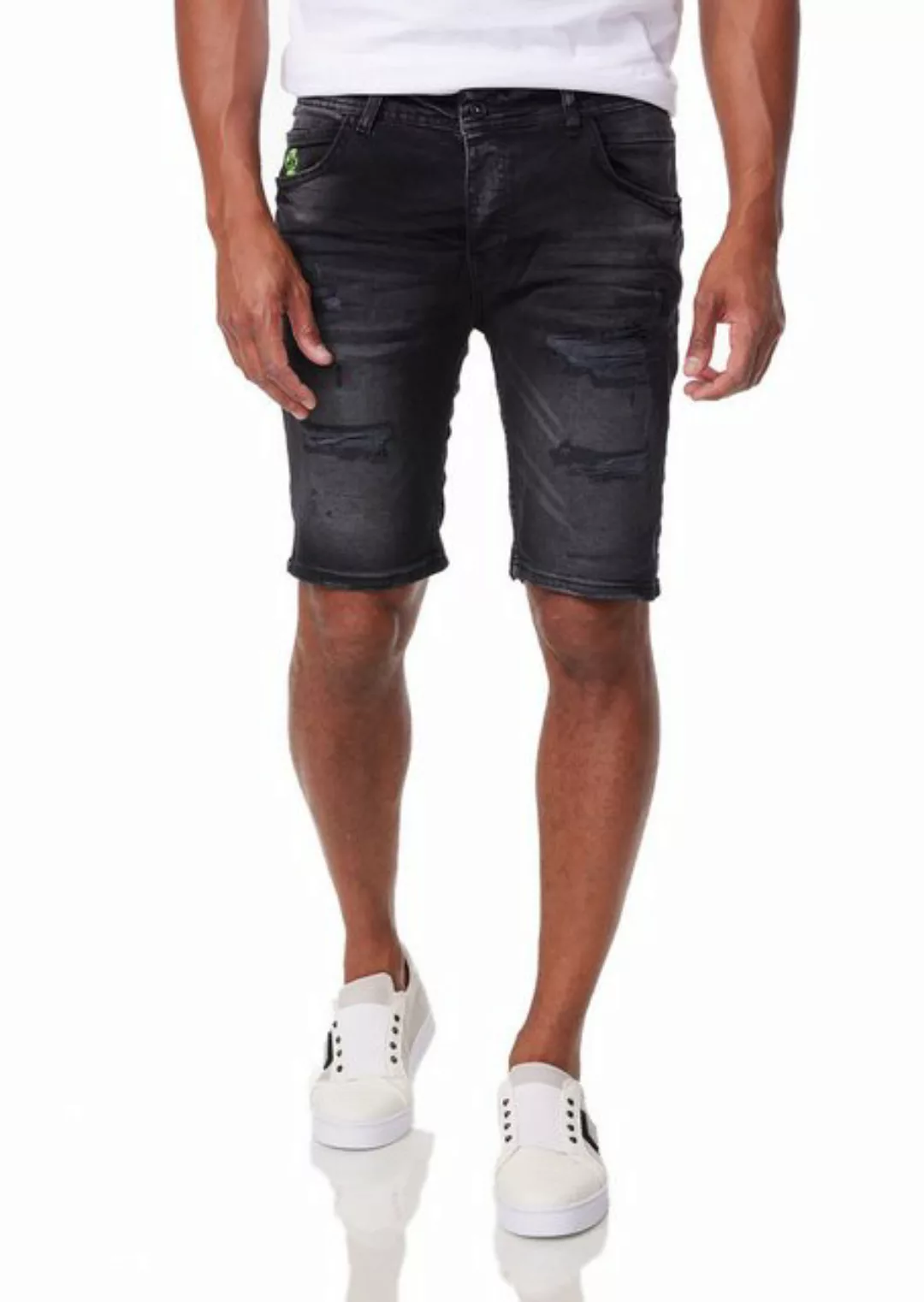 Denim House Caprijeans Herren Jeansshort Denim Bermuda mit Stretch Schwarz günstig online kaufen