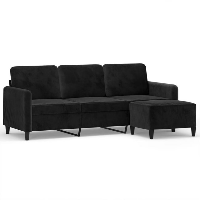 vidaXL Sofa, 3-Sitzer-Sofa mit Hocker Schwarz 180 cm Samt günstig online kaufen