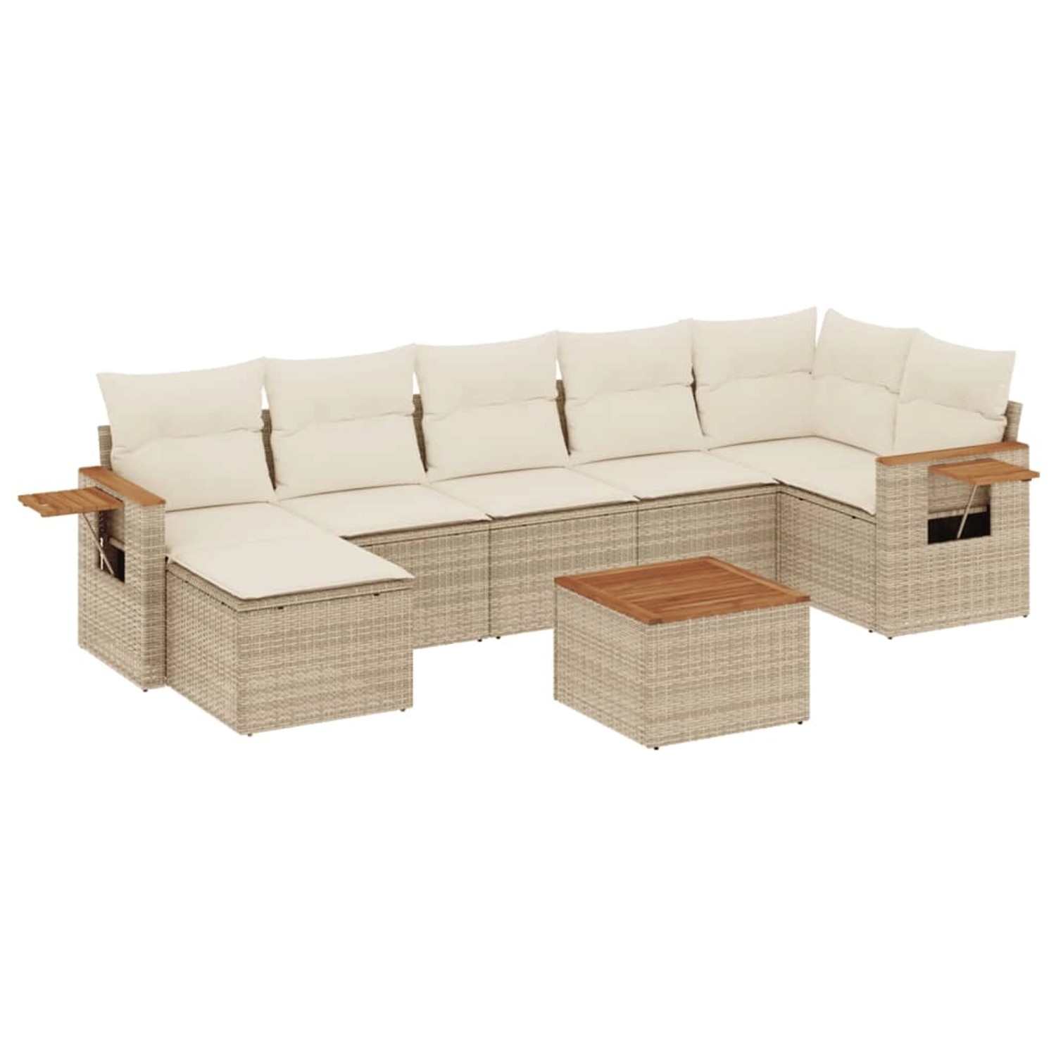 vidaXL 8-Tlg Garten-Sofagarnitur mit Kissen Beige Poly Rattan 3259440 günstig online kaufen