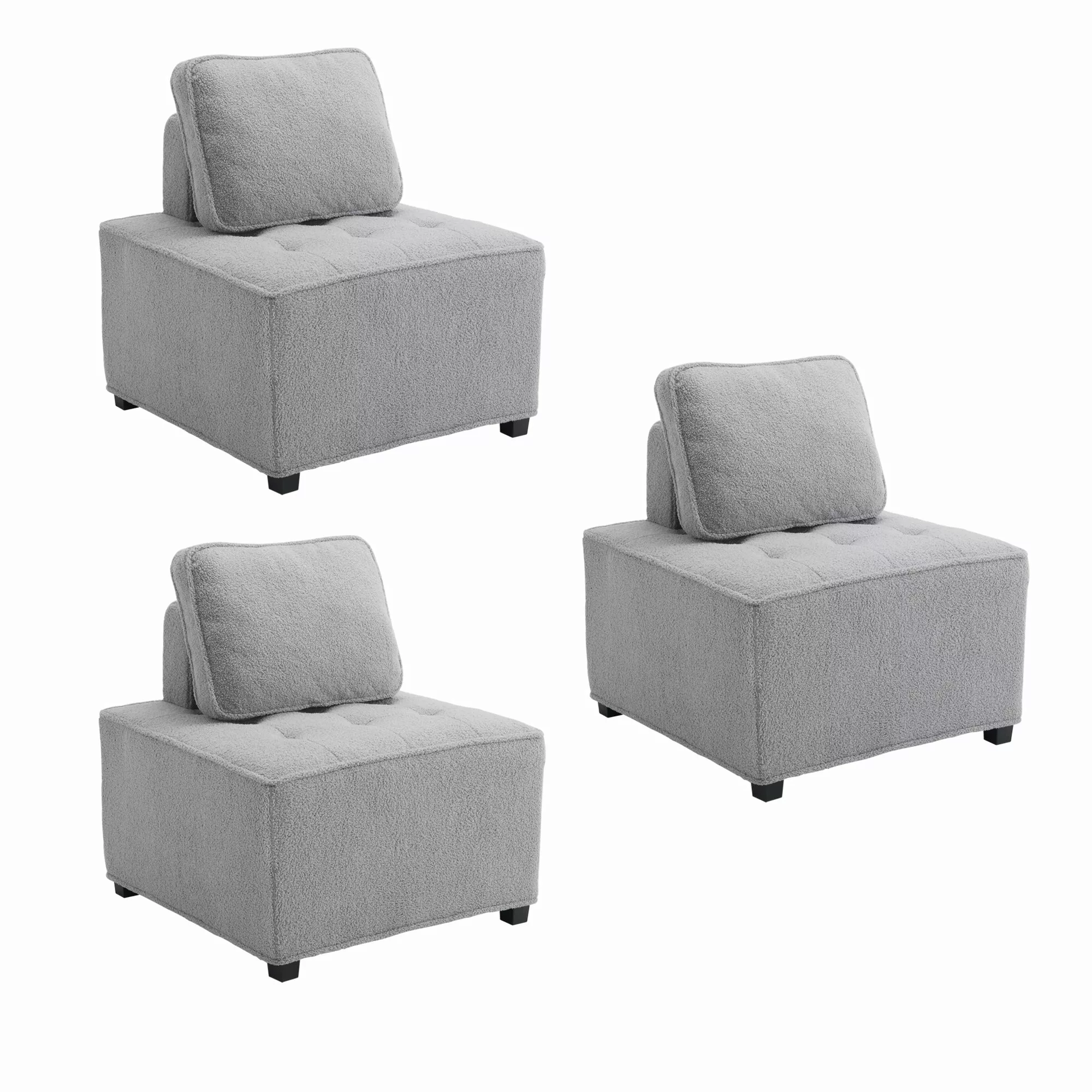 Modulares Ecksofa für das Wohnzimmer aus Teddy-Samtstoff, flexible Kombinat günstig online kaufen