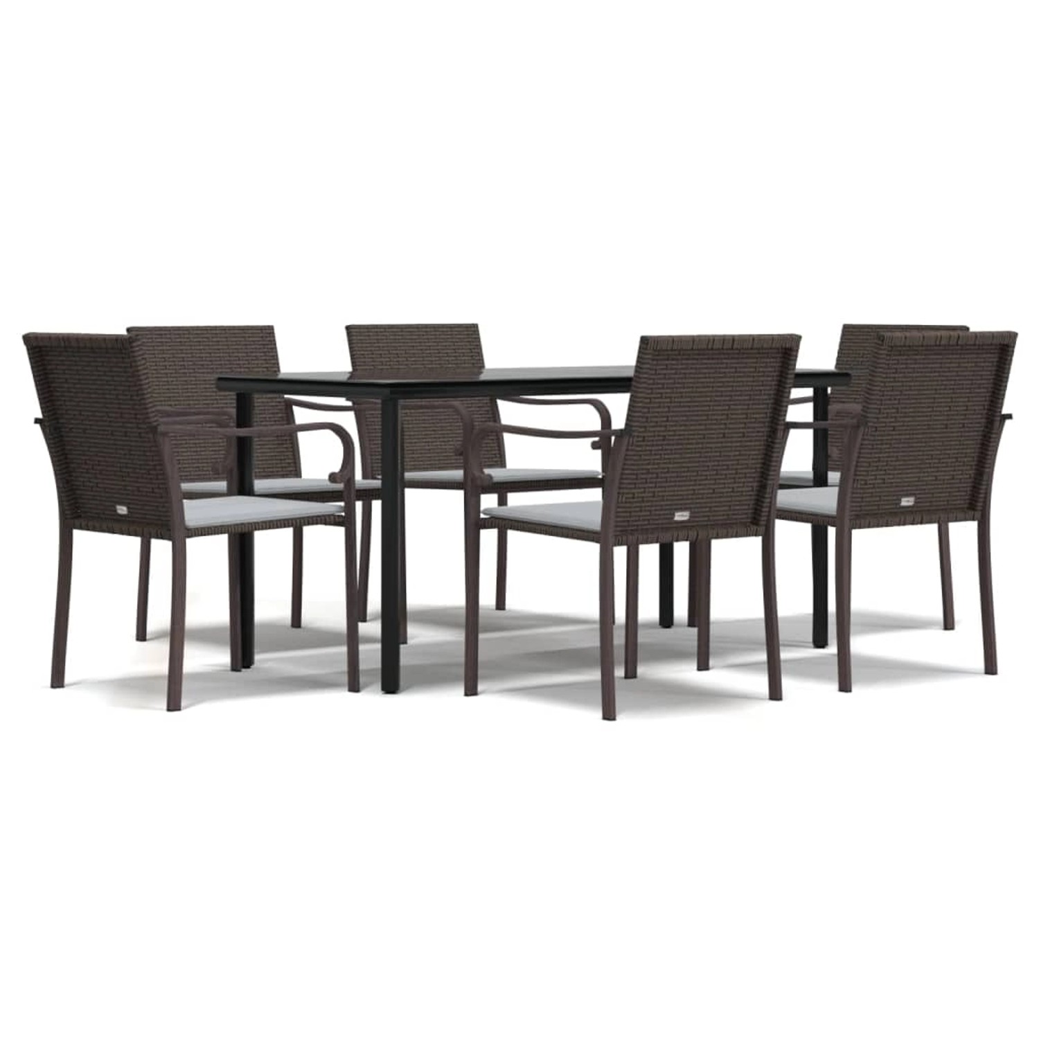 vidaXL 7-Tlg Garten-Essgruppe mit Kissen Poly Rattan und Stahl 3186962 günstig online kaufen