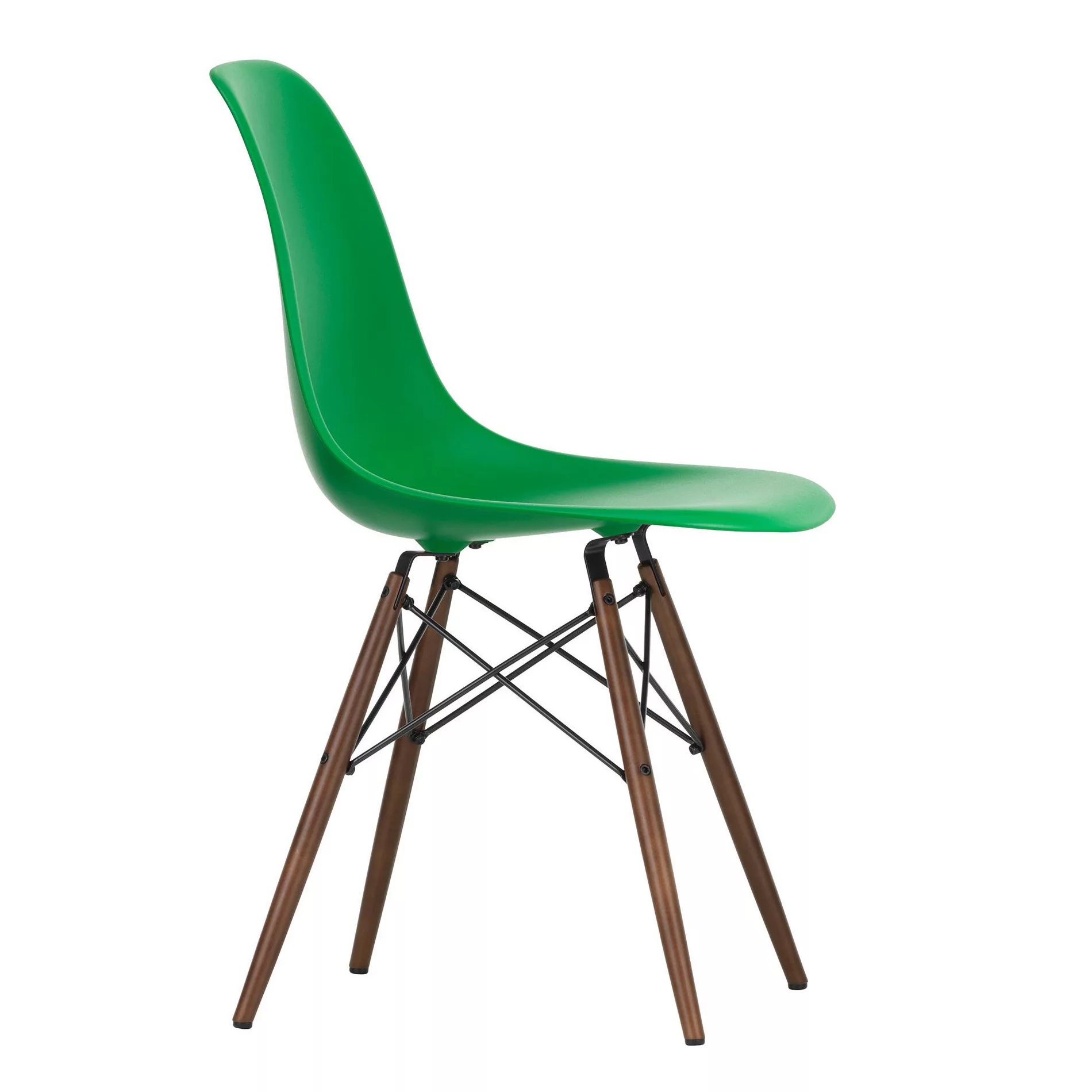 Vitra - Eames Plastic Side Chair DSW Gestell Ahorn dunkel - grün/Sitzschale günstig online kaufen