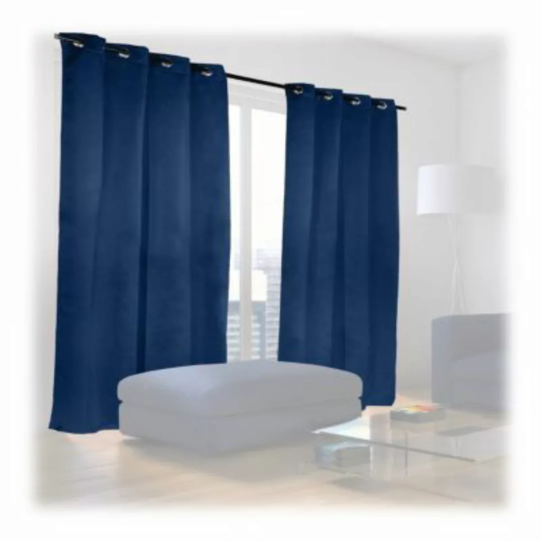 relaxdays Blaue Vorhänge im 2er Set blau günstig online kaufen